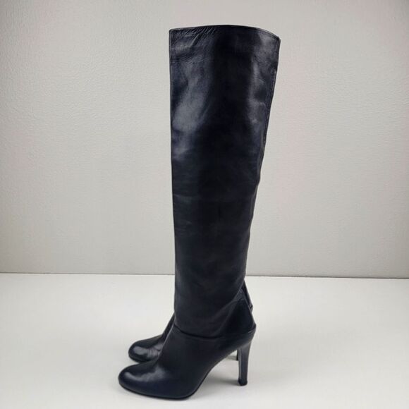Stuart Weitzman Black Soft Leather Knee High OTK Tall Heel Boots Size Womens 8M - Picture 1 of 16